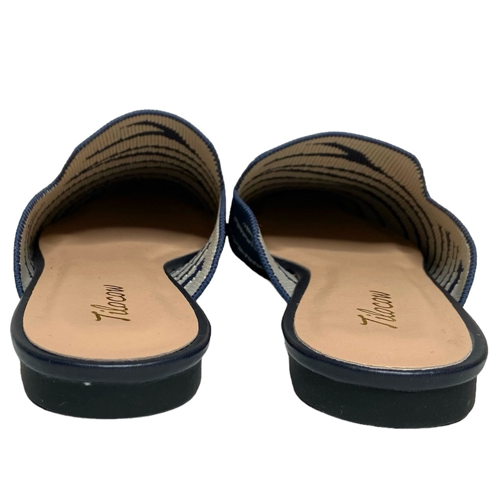 TILOCOW Blue Zebra Stripe Pointed Toe Knit Mules - Picture 10 of 16
